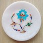 4" Marble Round Plate Decorative Floral Design Inlay Pietra Dura Stone