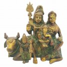 Brass Shiv Family Statue with Nandi Shiva Ganesh Parvati Devi Hindu God Statue