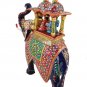 Brass Elephant Ambabri Animal Statue Colorful Embossed Painted Meenakari Figurin