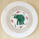 7" Marble Round Plate Decorative Floral Elephant Design Inlay Pietra Dura Stone