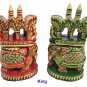 Wooden Chess Set Hand Carved Painted Antique Vintage Indian Figure Chess Set
