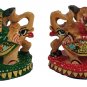 Wooden Chess Set Hand Carved Painted Antique Vintage Indian Figure Chess Set