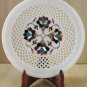 8" Marble Round Plate Decorative Floral Flower Design Inlay Pietra Dura Stone