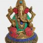 Brass Ganesha Ganesh Statue Elephant God Idol Wealth Good Luck Hindu Religious