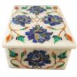 Marble Jewelry Box Decorative Floral Design Inlay Pietra Dura White Stone