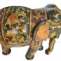 18" Hand Carved Wooden Elephant statue with Hunting Painting Decorative Gift