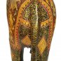 18" Hand Carved Wooden Elephant statue with Hunting Painting Decorative Gift