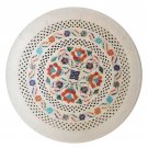 12" Marble Undercut Round Plate Decorative Floral Design Inlay Pietra Dura