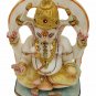 White Marble Stone Ganesh Statue Elephant God Gold Painted Ganesha