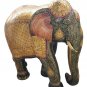 18" Hand Carved Wood Elephant Statue Embossd Painting Wooden Elephant Home Decor