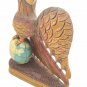 Carved Wooden Eagle Sitting on Globe Painted Wood Eagle