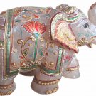 Hand Carved Rosenquartz Stone Elephant Gold Painted Pink Elephant Home Decor