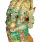 Aventurine Jade Stone Five Face Ganesh Statue Elephant God Gold Painted Ganesha