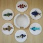 Marble Inlay Fish Tea coaster using real semi-precious stone