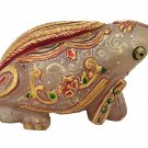 Rosequartz Stone Frog Painted Statue Figurine