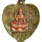 Wall Hanging Laxmi on sacred fig Leaf Laxmi Painted White Metal Figurine