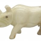 Onyx Gem Stone Rhinoceros Statue Handmade Painting Stone Carving Rhino