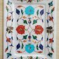 7"x 5" White Marble Inlay Serving Tray using Semi precious stones home decor
