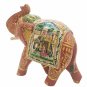 Hand Carved Wood Elephant with Bone Work on Carpet Hand Work Procession Painting