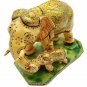 Synthetic Elephant With Baby Statue Painted Handmade Resin Carving Elephant