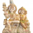 White Marble Shiva Family Painted Makrana Marble Shiva