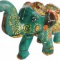 Hand Carved Aventurine Jede Stone Elephant With Gold Painted
