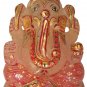 Rosanquartz Stone Ganesh Statue Hand Carved Elephant God Gold Painted  Ganesha