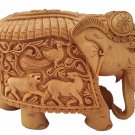 Hand Carved Indian Wooden Elephant Figurine Hunting Carving Elephant