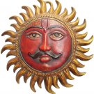 Wall Hanging White Metal Plate Painted Sun Home Decore