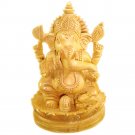 Handmade Carved Wooden Ganesh Elephant God Ganesha Statue Hindu Religious