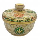 Marble Powder Box Decorative Floral Design with embossing painting White Stone