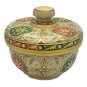Marble Powder Box Decorative Floral Design with embossing painting White Stone