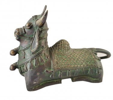 Brass Sitting Cow Hindu Nandi Cow Statue