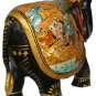 Hand Carved Wood Elephant statue Elephant Hunting Scene Painted Decorative Gift