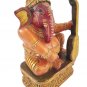Handmade Carved Wooden Music Ganesh Elephant God Music Ganesha Statue