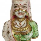 Marble Rajasthani Bani Thani Village Lady Statues Hand Painted using gold Foil