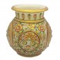Marble Stone Round Pot Gold Foil Work Painted Vessel Stone