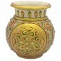 Marble Stone Round Pot Gold Foil Work Painted Vessel Stone