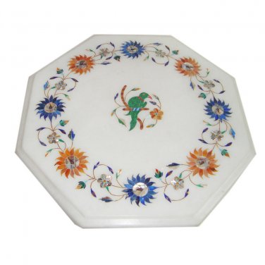 Marble Inley Coffee Dining Table Top using  Semi Precious Stones