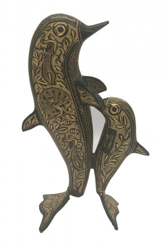 Hand Crafted Metal Dolphin Home Decor  with Persian Mugal Minakari Work