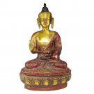 Lotus Sitting Brass Medicine  Buddha Statue Home Decor Figure