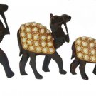 Carved Wooden Camel the westren Desert Coated With Beads Work 4 Pcs. Set