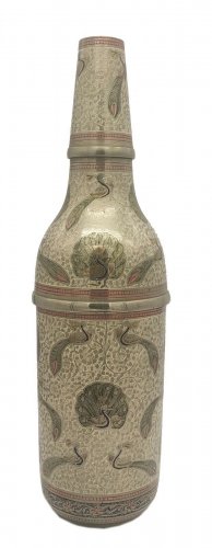 Hand Crafted Metal  Bottle with Persian Mugal Minakari Work Bottlel Gift