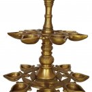 Brass Diya With Stand Deepak Wick Lamp Deep Hindu Religious Temple Lamp