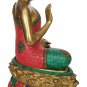 Brass Buddha Lotus Sitting Medicine Buddha Statue with Stone Work Home Decor