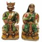 White Marble Sitting Pair of King-Queen Statue Home Decor Figure