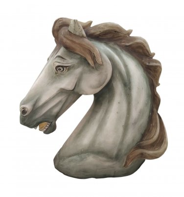 White Marble Stone Horse Bust Statue  Home Decor
