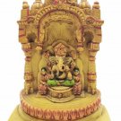 Synthetic Ganesh Statue with Temple Collectible Resin Carving Ganesh home decor