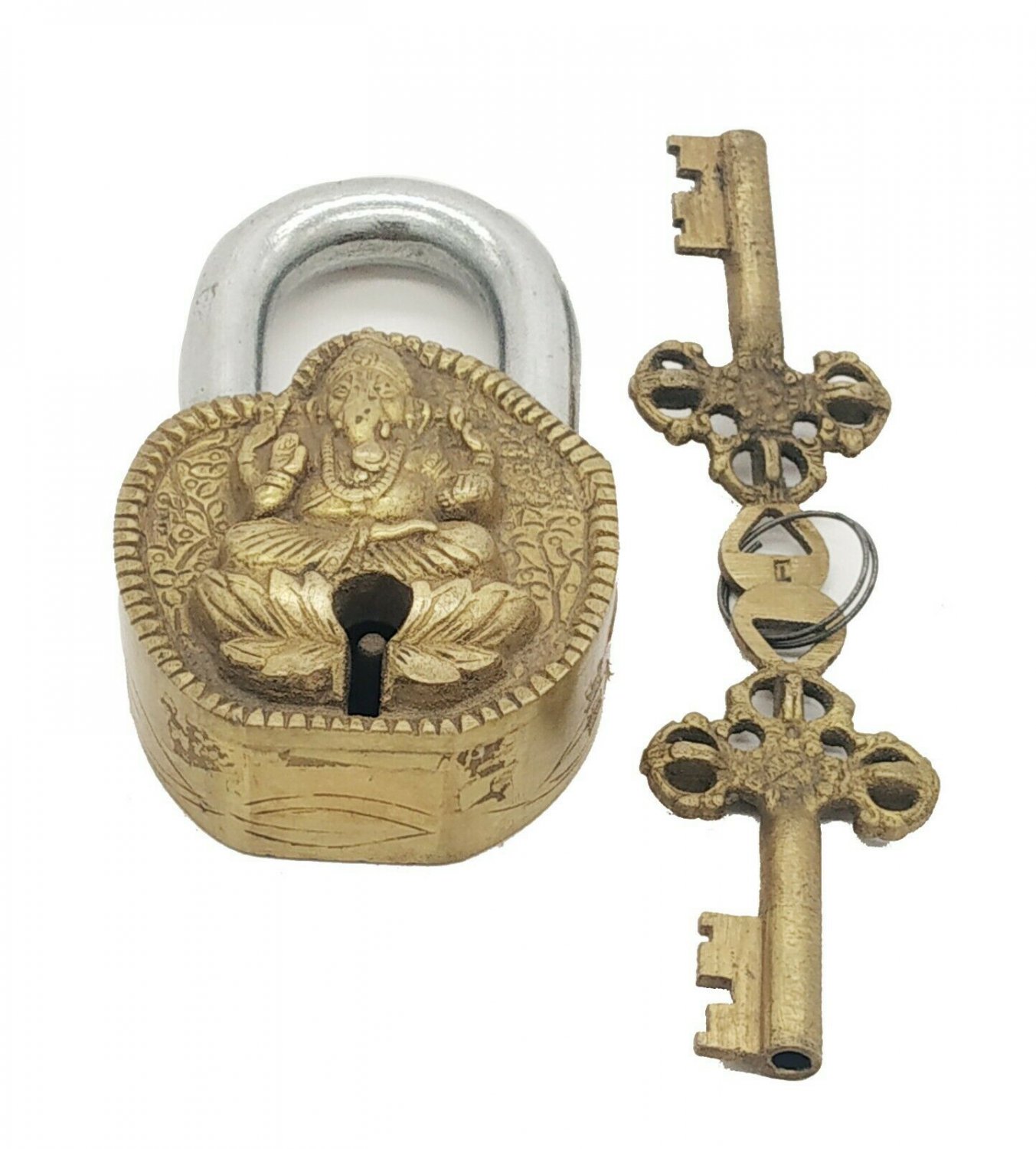 Brass Antique Finish Door Lock Traditional Ganesh Lock