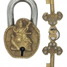 Brass Antique Finish Door Lock Traditional Saraswati Lock